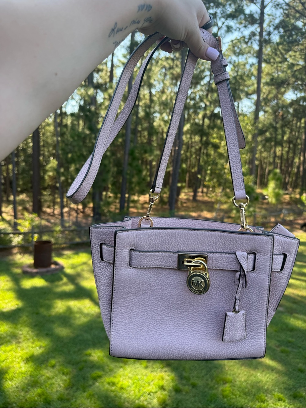 Michael Kors Pink Mercer Pebbled Leather Satchel